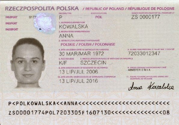 Przykład prawidłowego zdjęcia paszportu